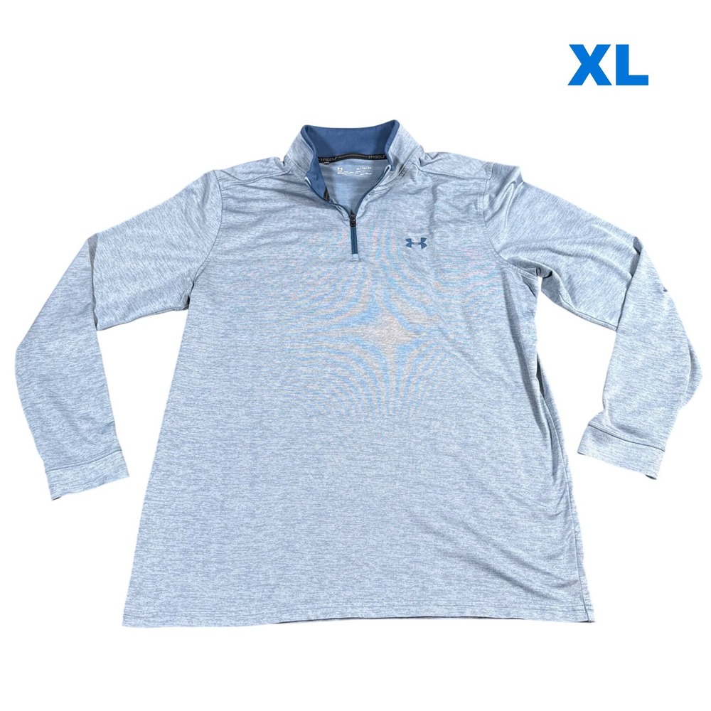 Under‎ Armour Golf HeatGear Mens XL Quarter Zip Pullover Blue Heather Loose Fit
